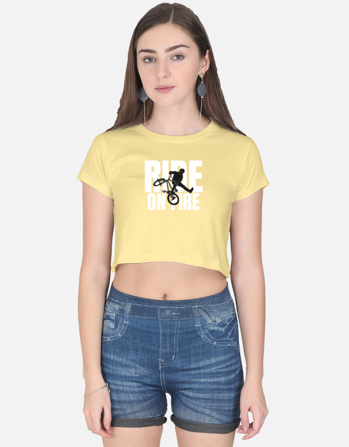 RIDE ON FIRE Crop Top - Bold Cotton Streetwear